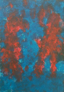 TwoRedFiguresonBlue5x7